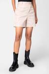 Shop_Genes Lecoanet Hemant_Beige Cotton Twill Asymmetrical Shorts_at_Aza_Fashions