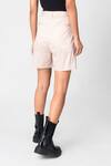Genes Lecoanet Hemant_Beige Cotton Twill Asymmetrical Shorts_Online_at_Aza_Fashions
