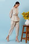 Shop_Genes Lecoanet Hemant_Beige Linen Striped Top_Online_at_Aza_Fashions