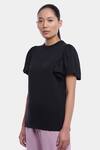Genes Lecoanet Hemant_Black Single Jersey Embroidery Round Elin Flared Sleeve Top_Online_at_Aza_Fashions