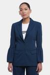 Buy_Genes Lecoanet Hemant_Blue Poly Wool Embroidery Lapel Silje Bell Sleeve Blazer  _at_Aza_Fashions