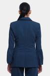 Shop_Genes Lecoanet Hemant_Blue Poly Wool Embroidery Lapel Silje Bell Sleeve Blazer  _at_Aza_Fashions