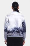 Shop_Genes Lecoanet Hemant_White Poly Crepe Embroidery Band Collar Sene Printed Bomber Jacket  _at_Aza_Fashions