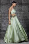 Shantnu Nikhil_Green Organza Draped Blouse And Lehenga Set_Online_at_Aza_Fashions