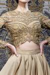 Shantnu Nikhil_Gold Embroidered Blouse And Lehenga Set_at_Aza_Fashions