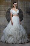 Buy_Shantnu Nikhil_White Net Embroidered Blouse And Lehenga Set_at_Aza_Fashions