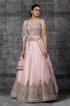 Buy_Shantnu Nikhil_Peach Silk Embroidered Lehenga Set_at_Aza_Fashions