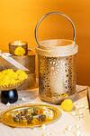 Shop_Logam_Gold Mild Steel And Mango Wood Mirab Hurricane Candle Holder _Online_at_Aza_Fashions