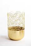 Buy_Logam_Gold Mild Steel Zoia Candle Holder_at_Aza_Fashions
