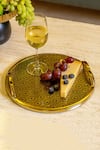 Shop_Logam_Gold Mild Steel And Mdf Zahra Circular Shape Tray _Online_at_Aza_Fashions