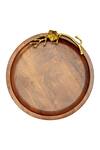 Buy_Logam_Gold Mango Wood And Aluminium Fiori Round Tray_Online_at_Aza_Fashions