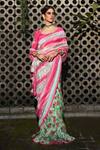 Buy_Neha Chopra Tandon_Green Striped Saree With Blouse_at_Aza_Fashions