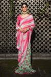 Buy_Neha Chopra Tandon_Green Striped Saree With Blouse_Online_at_Aza_Fashions