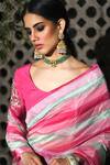 Shop_Neha Chopra Tandon_Green Striped Saree With Blouse_Online_at_Aza_Fashions