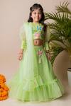 Shop_Lil Angels_Green Organza, Silk Sequins, Embroidery Embellished Lehenga Set _Online_at_Aza_Fashions