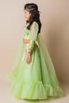 Buy_Lil Angels_Green Organza, Silk Sequins, Embroidery Embellished Lehenga Set _Online_at_Aza_Fashions