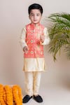 Buy_Lil Angels_Orange Chanderi And Cotton Silk Bundi & Kurta Set _at_Aza_Fashions