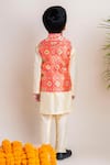 Shop_Lil Angels_Orange Chanderi And Cotton Silk Bundi & Kurta Set _at_Aza_Fashions