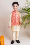 Buy_Lil Angels_Orange Chanderi And Cotton Silk Bundi & Kurta Set _Online_at_Aza_Fashions