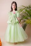 Buy_Lil Angels_Green Organza Sequins Embellished Lehenga Set _at_Aza_Fashions