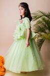 Buy_Lil Angels_Green Organza Sequins Embellished Lehenga Set _Online_at_Aza_Fashions