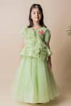 Shop_Lil Angels_Green Organza Sequins Embellished Lehenga Set _Online_at_Aza_Fashions