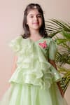 Lil Angels_Green Organza Sequins Embellished Lehenga Set _at_Aza_Fashions