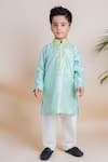 Buy_Lil Angels_Blue Tussar Silk Kurta Set For Boys_at_Aza_Fashions