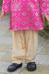 Shop_Lil Angels_Pink Silk, Rayon Ikat Kurta Set _Online_at_Aza_Fashions
