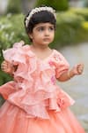 Shop_Lil Angels_Peach Sequin Embellished Blouse And Lehenga Set _Online_at_Aza_Fashions