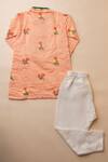 Shop_Lil Angels_Peach Chanderi, Satin, Gota Patti, Embroidery Kurti Set _at_Aza_Fashions