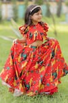 Buy_Lil Angels_Orange Crepe, Cotton Ruffles Printed Lehenga Set _Online_at_Aza_Fashions