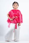 Lil Angels_Pink Crepe, Satin Sequins, Mirrors Printed Top And Pant Set _Online_at_Aza_Fashions