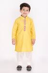 Buy_Lil Angels_Yellow Cotton, Silk Embroidery Kurta Set _at_Aza_Fashions