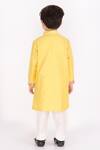 Shop_Lil Angels_Yellow Cotton, Silk Embroidery Kurta Set _at_Aza_Fashions