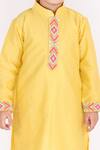 Shop_Lil Angels_Yellow Cotton, Silk Embroidery Kurta Set _Online_at_Aza_Fashions