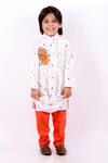 Buy_Lil Angels_White Muslin, Cotton, Silk Printed Kurta Set _at_Aza_Fashions
