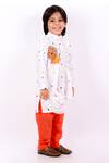 Lil Angels_White Muslin, Cotton, Silk Printed Kurta Set _Online_at_Aza_Fashions