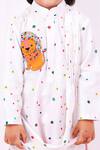 Lil Angels_White Muslin, Cotton, Silk Printed Kurta Set _at_Aza_Fashions