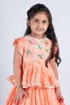 Lil Angels_Peach Silk, Canvas Beads, Sequins Embellished Blouse And Lehenga Set _at_Aza_Fashions