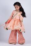 Buy_Lil Angels_Peach Chanderi, Cotton, Silk Embroidery, Lace Kurta And Palazzo Pant Set _Online_at_Aza_Fashions