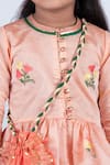 Lil Angels_Peach Chanderi, Cotton, Silk Embroidery, Lace Kurta And Palazzo Pant Set _at_Aza_Fashions