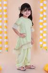 Lil Angels_Green Embroidered Kurta Set For Girls_Online_at_Aza_Fashions