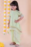 Buy_Lil Angels_Green Embroidered Kurta Set For Girls_Online_at_Aza_Fashions