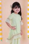 Shop_Lil Angels_Green Embroidered Kurta Set For Girls_Online_at_Aza_Fashions