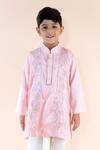 Shop Lil Angels Pink Cotton, Silk Mirrors Embroidered Kurta Set Online at Aza Fashions Shop_Lil Angels_Pink Cotton, Silk Mirrors Embroidered Kurta Set _Online_at_Aza_Fashions