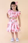Buy_Lil Angels_Pink Printed Skirt Set For Girls_at_Aza_Fashions
