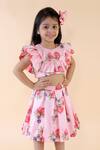 Lil Angels_Pink Printed Skirt Set For Girls_at_Aza_Fashions