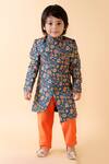 Buy Lil Angels Blue Cotton, Silk Embroidery Handloom Linen Sherwani Set Online at Aza Fashions Buy_Lil Angels_Blue Cotton, Silk Embroidery Handloom Linen Sherwani Set _Online_at_Aza_Fashions