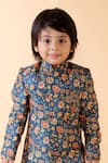 Lil Angels Blue Cotton, Silk Embroidery Handloom Linen Sherwani Set at Aza Fashions Lil Angels_Blue Cotton, Silk Embroidery Handloom Linen Sherwani Set _at_Aza_Fashions